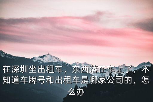 在深圳坐出租車，東西落在車上了，不知道車牌號和出租車是哪家公司的，怎么辦