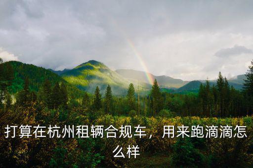 杭州打滴滴多少錢一個月,打算在杭州租輛合規(guī)車