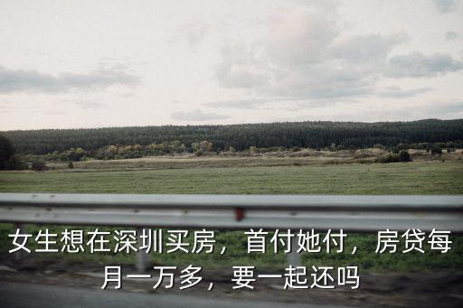 女生想在深圳買房，首付她付，房貸每月一萬多，要一起還嗎