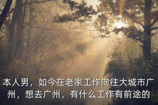 本人男，如今在老家工作向往大城市廣州，想去廣州，有什么工作有前途的