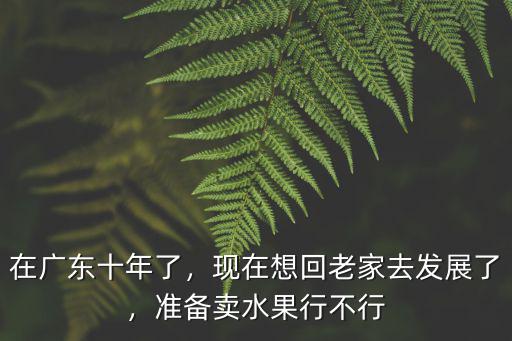 在廣東十年了，現在想回老家去發展了，準備賣水果行不行