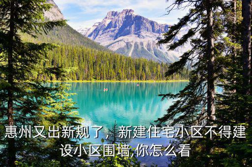 惠州又出新規了，新建住宅小區不得建設小區圍墻,你怎么看