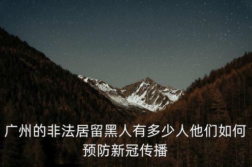 廣州的非法居留黑人有多少人他們?nèi)绾晤A(yù)防新冠傳播