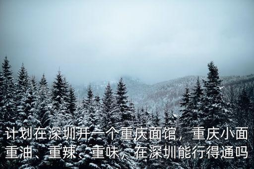 計劃在深圳開一個重慶面館，重慶小面重油、重辣、重味，在深圳能行得通嗎