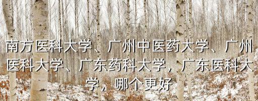 南方醫科大學、廣州中醫藥大學、廣州醫科大學、廣東藥科大學，廣東醫科大學，哪個更好