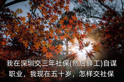 我在深圳交三年社保(然后辭工)自謀職業，我現在五十歲，怎樣交社保