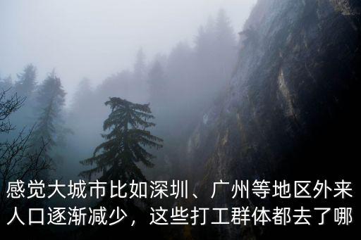 感覺大城市比如深圳、廣州等地區外來人口逐漸減少，這些打工群體都去了哪