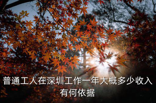 普通工人在深圳工作一年大概多少收入有何依據