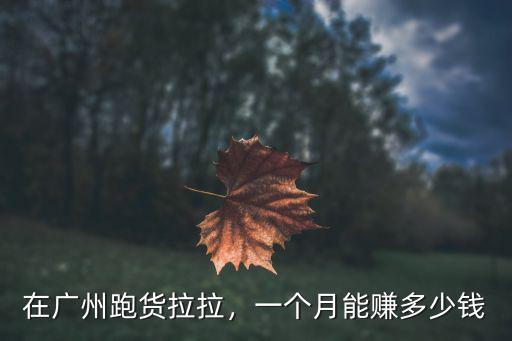在廣州跑貨拉拉，一個月能賺多少錢