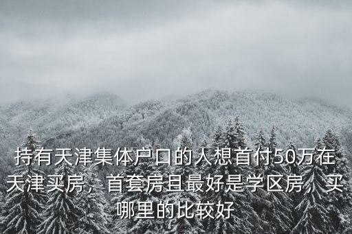 持有天津集體戶口的人想首付50萬在天津買房，首套房且最好是學(xué)區(qū)房，買哪里的比較好