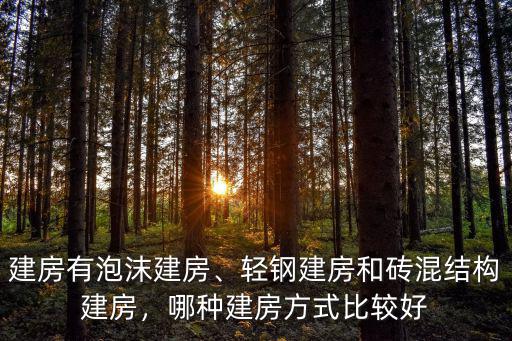 建房有泡沫建房、輕鋼建房和磚混結構建房，哪種建房方式比較好