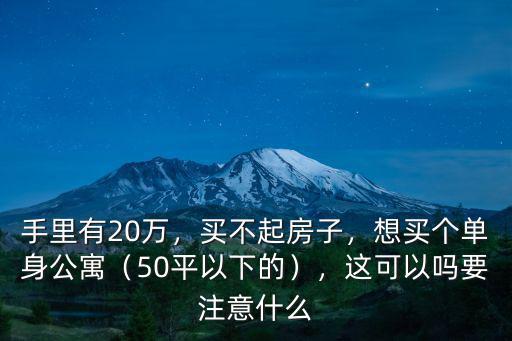 手里有20萬，買不起房子，想買個單身公寓（50平以下的），這可以嗎要注意什么