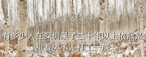 有多少人在深圳呆了二十年以上依然是租著房子，打工一族