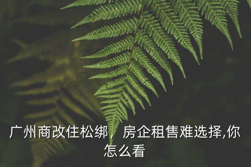 廣州商改住松綁，房企租售難選擇,你怎么看