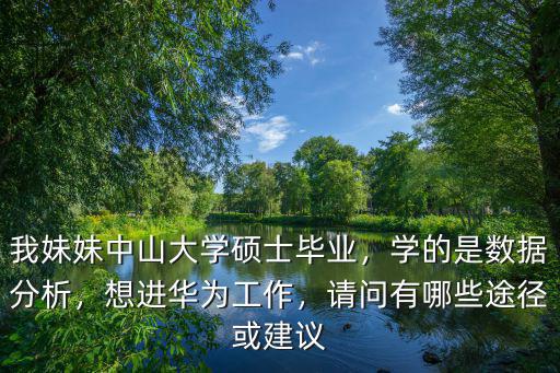 我妹妹中山大學(xué)碩士畢業(yè)，學(xué)的是數(shù)據(jù)分析，想進(jìn)華為工作，請(qǐng)問(wèn)有哪些途徑或建議