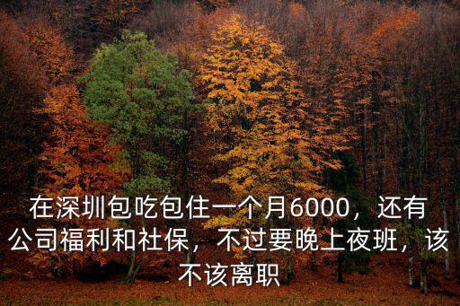 在深圳包吃包住一個(gè)月6000，還有公司福利和社保，不過(guò)要晚上夜班，該不該離職