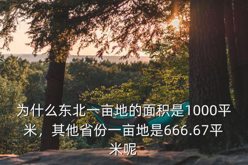 為什么東北一畝地的面積是1000平米，其他省份一畝地是666.67平米呢