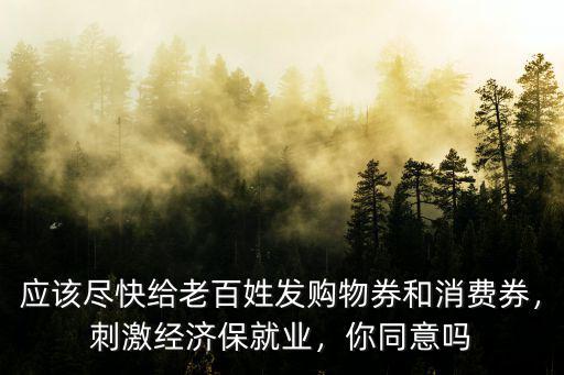 應該盡快給老百姓發購物券和消費券，刺激經濟保就業，你同意嗎