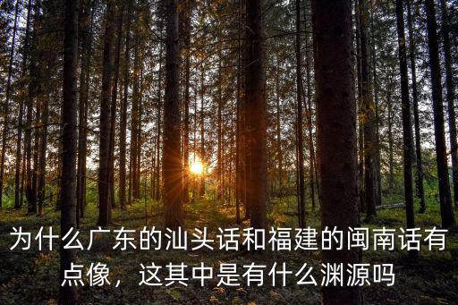 為什么廣東的汕頭話和福建的閩南話有點像，這其中是有什么淵源嗎
