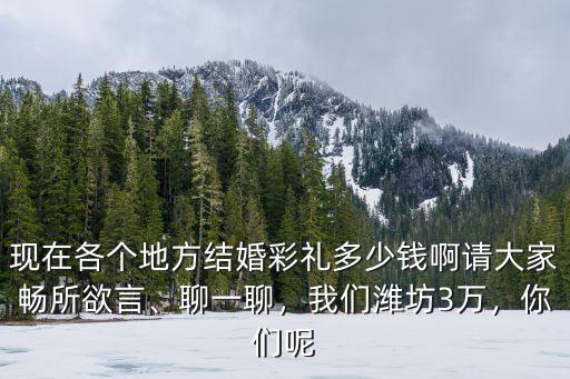 現在各個地方結婚彩禮多少錢啊請大家暢所欲言、聊一聊，我們濰坊3萬，你們呢