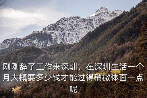 剛剛辭了工作來深圳，在深圳生活一個月大概要多少錢才能過得稍微體面一點呢