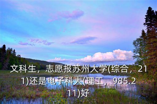 文科生，志愿報蘇州大學(綜合，211)還是電子科大(理工，985.211)好