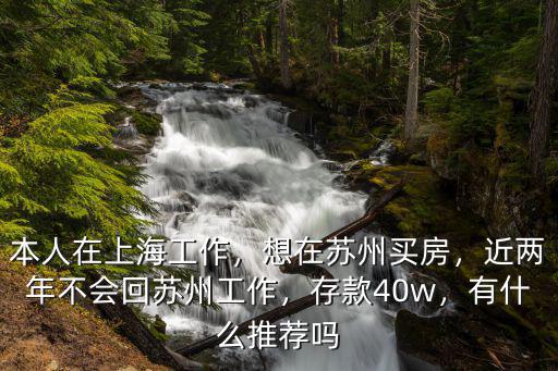 本人在上海工作，想在蘇州買房，近兩年不會回蘇州工作，存款40w，有什么推薦嗎