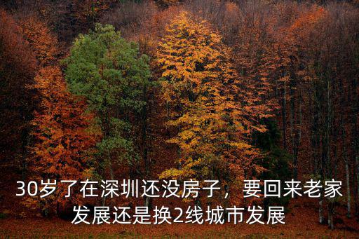 30歲了在深圳還沒房子，要回來老家發(fā)展還是換2線城市發(fā)展