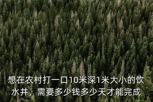 想在農(nóng)村打一口10米深1米大小的飲水井，需要多少錢多少天才能完成