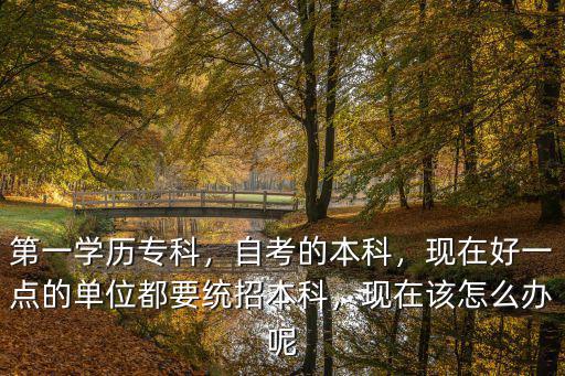 第一學(xué)歷專科，自考的本科，現(xiàn)在好一點的單位都要統(tǒng)招本科，現(xiàn)在該怎么辦呢