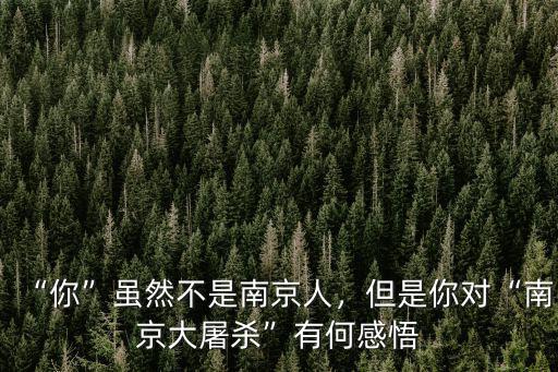 “你”雖然不是南京人，但是你對“南京大屠殺”有何感悟