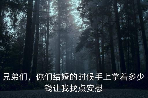 兄弟們，你們結(jié)婚的時(shí)候手上拿著多少錢讓我找點(diǎn)安慰
