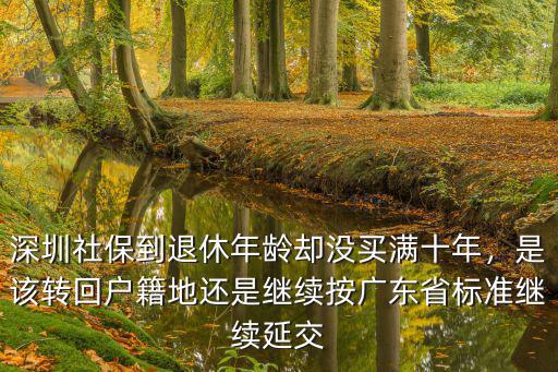 深圳社保到退休年齡卻沒買滿十年，是該轉回戶籍地還是繼續按廣東省標準繼續延交