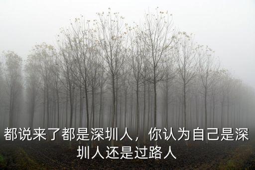 都說來了都是深圳人，你認為自己是深圳人還是過路人
