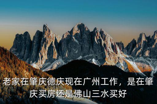 老家在肇慶德慶現在廣州工作，是在肇慶買房還是佛山三水買好