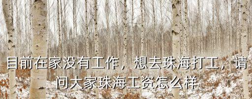 目前在家沒有工作，想去珠海打工，請問大家珠海工資怎么樣