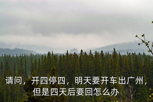 請問，開四停四，明天要開車出廣州，但是四天后要回怎么辦