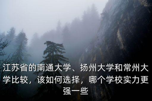 江蘇省的南通大學、揚州大學和常州大學比較，該如何選擇，哪個學校實力更強一些