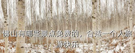 佛山有哪些景點免費的，合適一個人旅游快樂