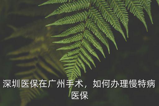深圳醫保在廣州手術，如何辦理慢特病醫保