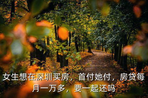 女生想在深圳買房，首付她付，房貸每月一萬多，要一起還嗎