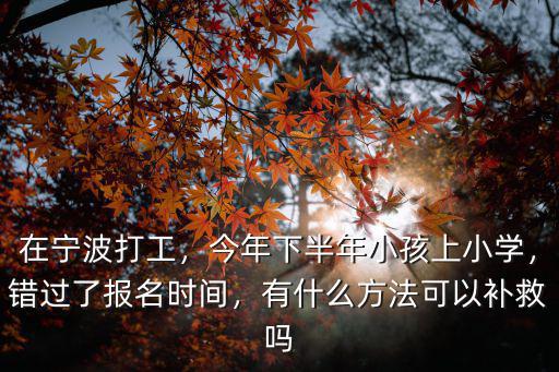 在寧波打工，今年下半年小孩上小學(xué)，錯(cuò)過了報(bào)名時(shí)間，有什么方法可以補(bǔ)救嗎