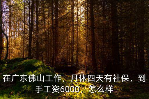 在廣東佛山工作，月休四天有社保，到手工資6000，怎么樣