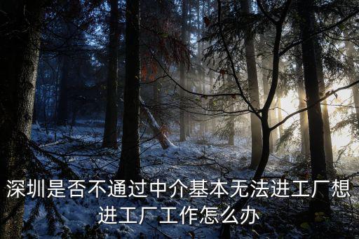 深圳是否不通過中介基本無法進(jìn)工廠想進(jìn)工廠工作怎么辦