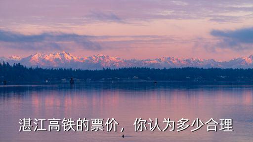 湛江高鐵的票價，你認為多少合理