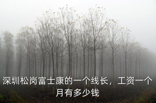深圳松崗富士康的一個線長，工資一個月有多少錢