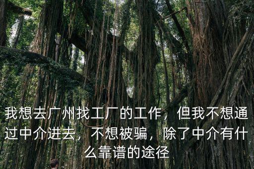 我想去廣州找工廠的工作，但我不想通過中介進(jìn)去，不想被騙，除了中介有什么靠譜的途徑