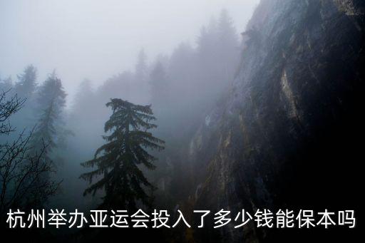 杭州舉辦亞運會投入了多少錢能保本嗎