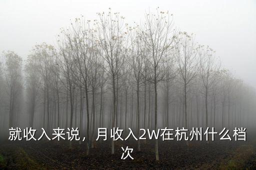 就收入來(lái)說(shuō)，月收入2W在杭州什么檔次