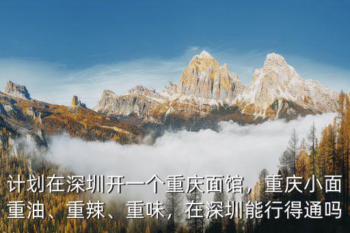 計劃在深圳開一個重慶面館，重慶小面重油、重辣、重味，在深圳能行得通嗎